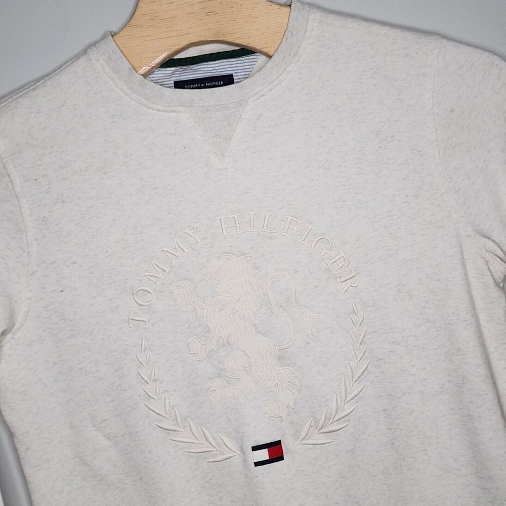 Tommy Hilfiger Men's L Of White Embroidered Graphic Pullover‎ Sweatshirt  READ